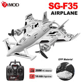 Light gray EPP RC fighter airplane with wings and front propeller, SG-F35 style