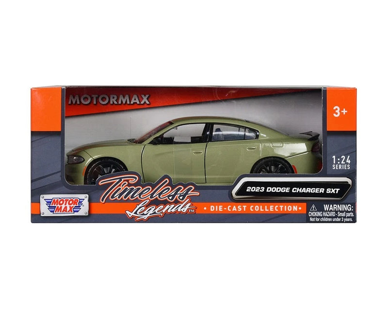 Motormax 1:24 2023 Dodge Charger SXT Green Diecast Model 79387 Timeless Legends