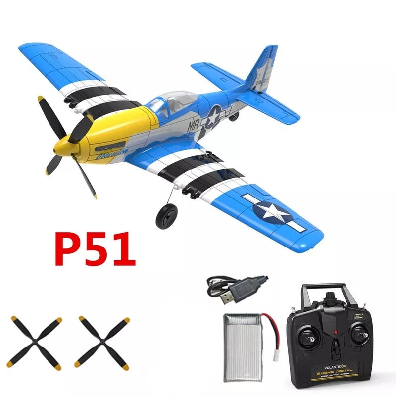US 2.4G 4CH VOLANTEX P51 6-Axis Glider Remote RC Control WWII Fighter Airplanes