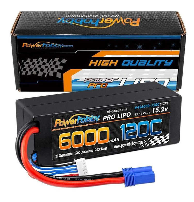 4S 6000mAh 120C EC5 Hard Case Graphene HV Lipo Pack Powerhobby PHB4S6000120EC5 Battery