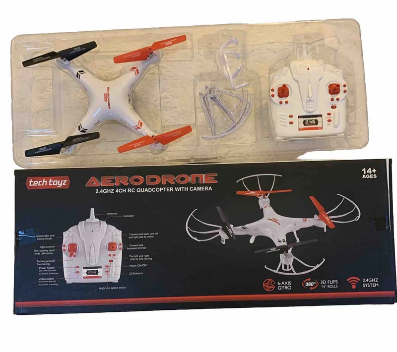 Tech Toys Aero Drone 2.4GHZ 4CH RC Quadcopter Camera Drone 360 3D Flips Rolls