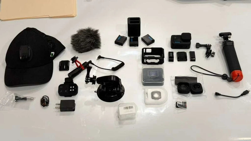 GoPro HERO13 Black creator bundle with camera mounts, microphone, case, and accessories