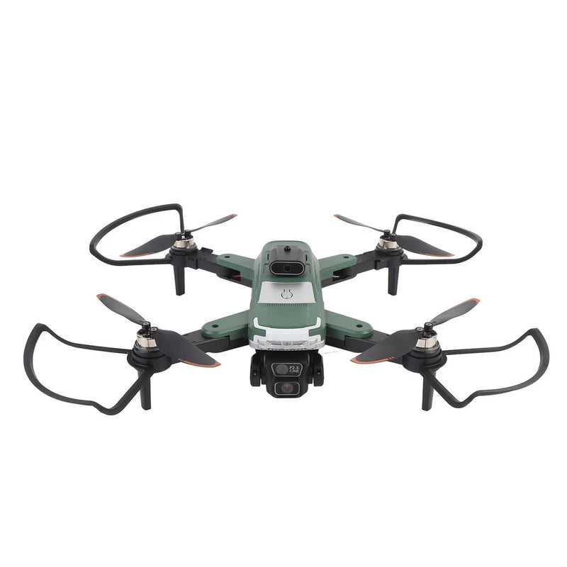 Cyan RC quadcopter drone with four propellers and front HD camera
