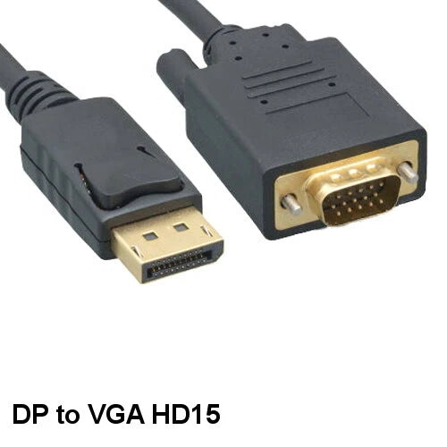 15' DisplayPort 1.2 to VGA Cable Male/Male 28AWG GoldPlated Connector Monitor TV