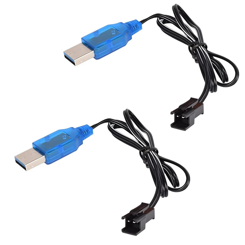 SAMLOO 2 Pack 3.7V Lipo Battery USB Charger Cable SM-2P Port Cable for 3.7V RC B Battery