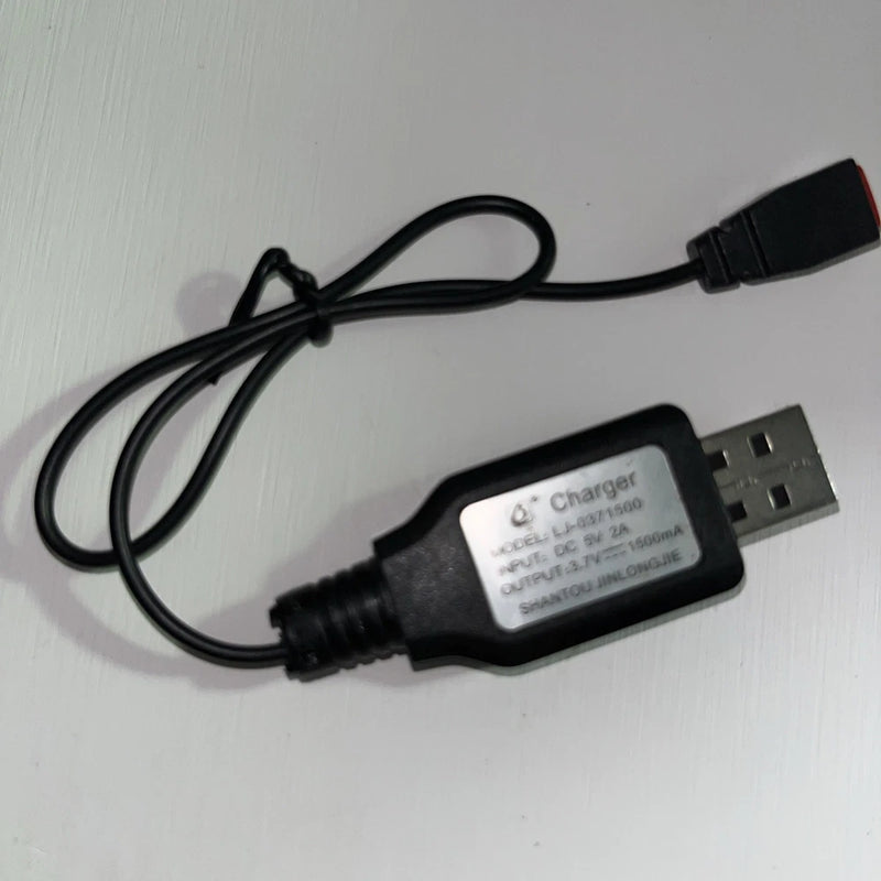 USB battery charging adapter wire with inline controller and USB plug
