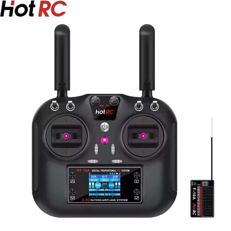 HOTRC HT-10A RC Transmitter 10CH Receiver For RC Airplanes Boats Car Drones