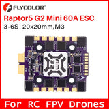 Flycolor RC 60A ESC Raptor5 G2 Mini AM32 3-6S Lipo 20x20mm M3 For RC FPV Drones