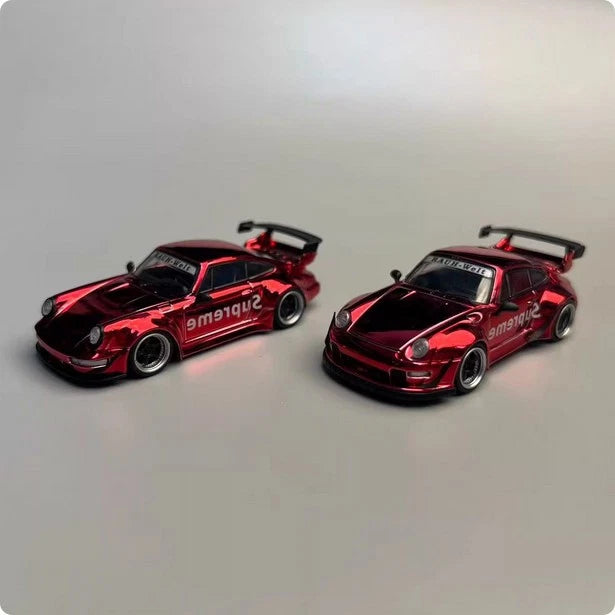 Flame 1:64 Porsche RWB 993 964 electroplated red supreme alloy car model