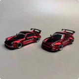 Flame 1:64 Porsche RWB 993 964 electroplated red supreme alloy car model