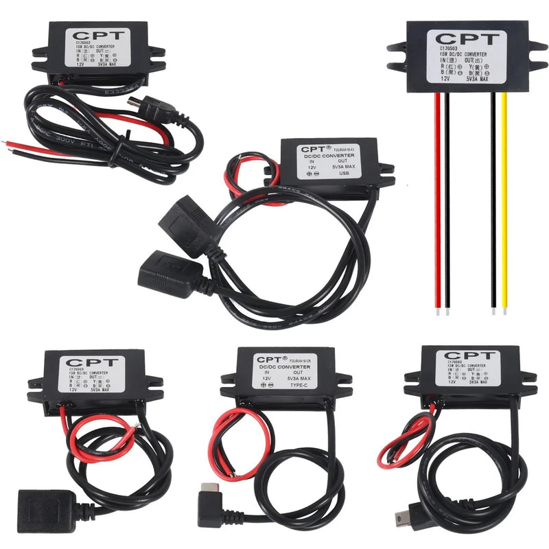 DC-DC 12V To 5V Converter Step Down Module USB Output Power Adapter USA