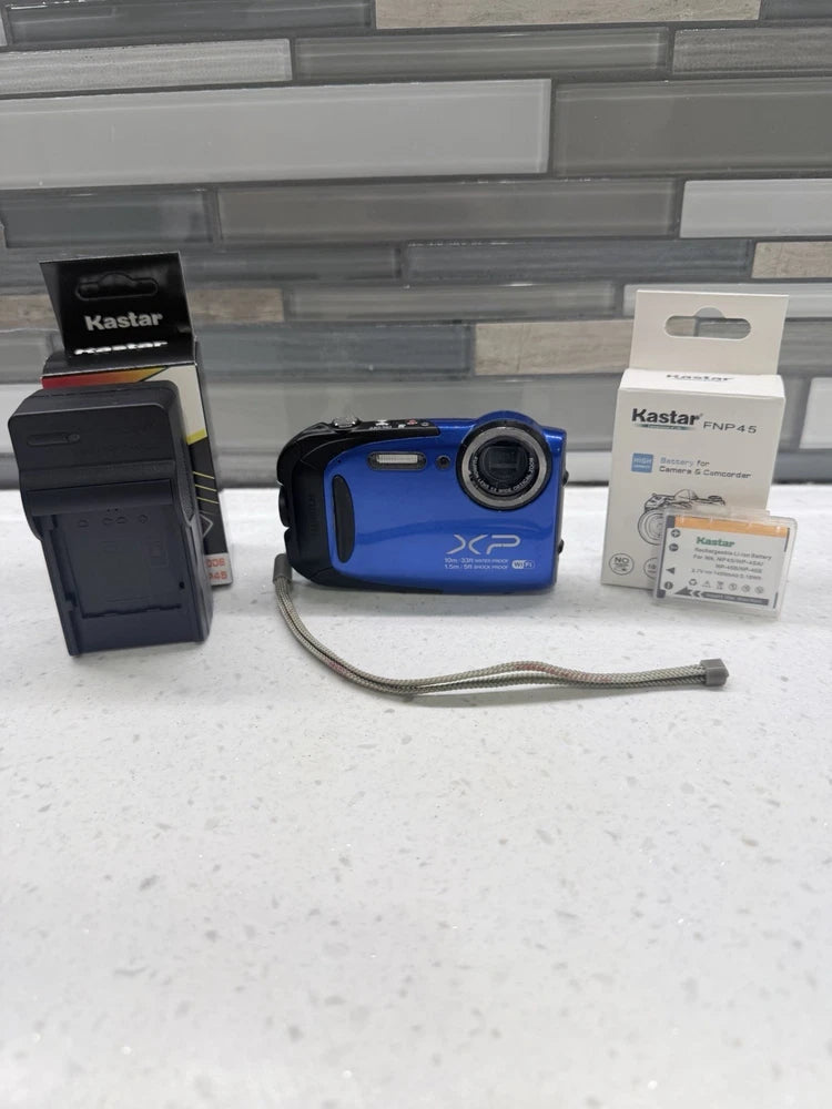 Fujifilm Finepix XP75 Blue 16MP Compact Camera w/  New Battery And Charger
