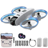 Small Drone with Dual Cameras, Propeller Guard, Altitude Hold, One-Key White