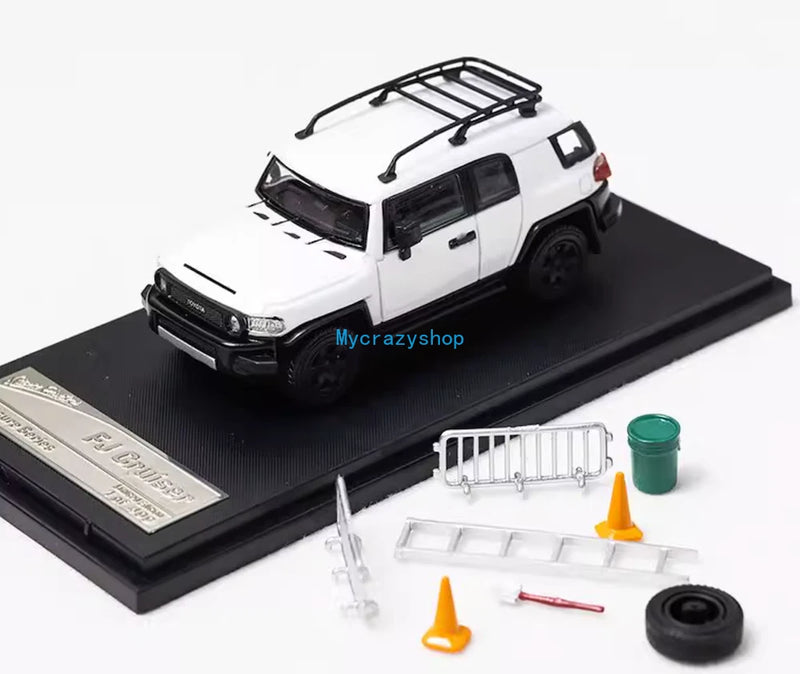 CR SH 1:64 White FJ Cruiser Off Road SUV Sports Model Diecast Metal Car New