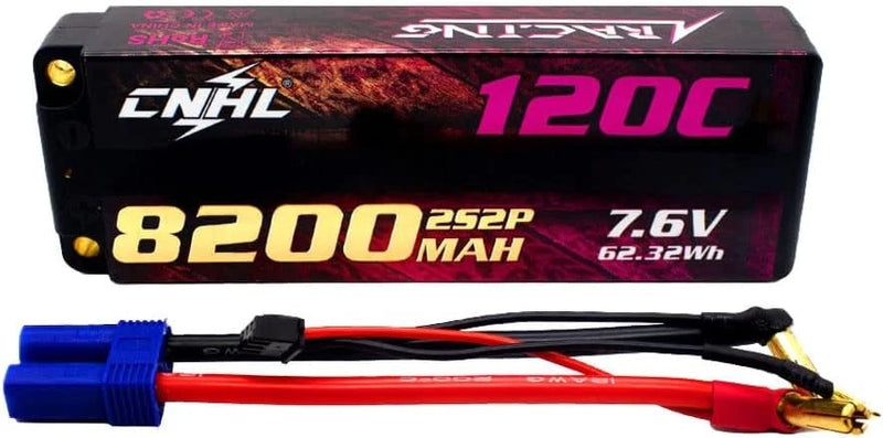 8200mAh 2S lipo Battery 7.6V LiHV 120C 5.0mm Bullet to EC5 Hard Battery
