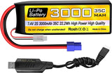 2S Lipo Battery 7.4V 3000mAh 35C with EC3 Plug and USB Charging Cable Suitable Battery
