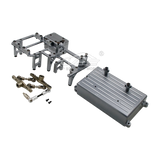 Alloy twin steering servo kit with large gray battery case and mounting hardware