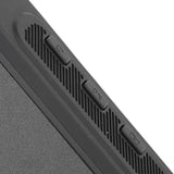 Action camera side panel with ventilation vents and control buttons