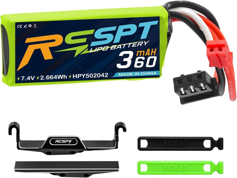 LiPo Battery 7.4V 360mAh 2S 2.664Wh with JST Plug Rechargeable Battery Battery