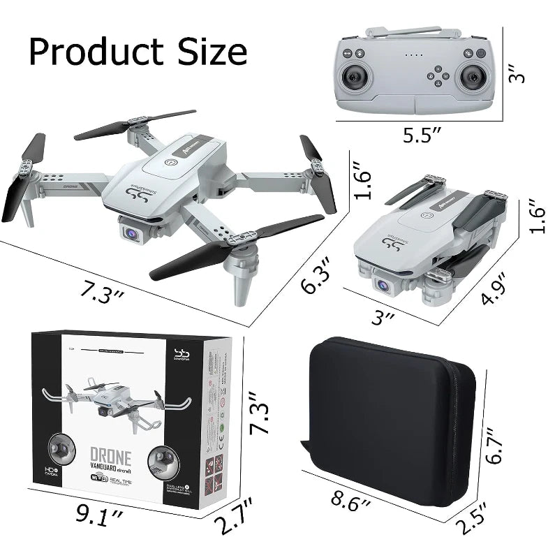 Premium Drone with 2K HD FPV Dual Camera, Mini RC Drone, 2 Batteries and Case