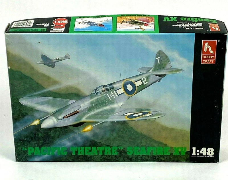 Seafire XV 1:48 aircraft model kit box with colorful Pacific Theatre artwork