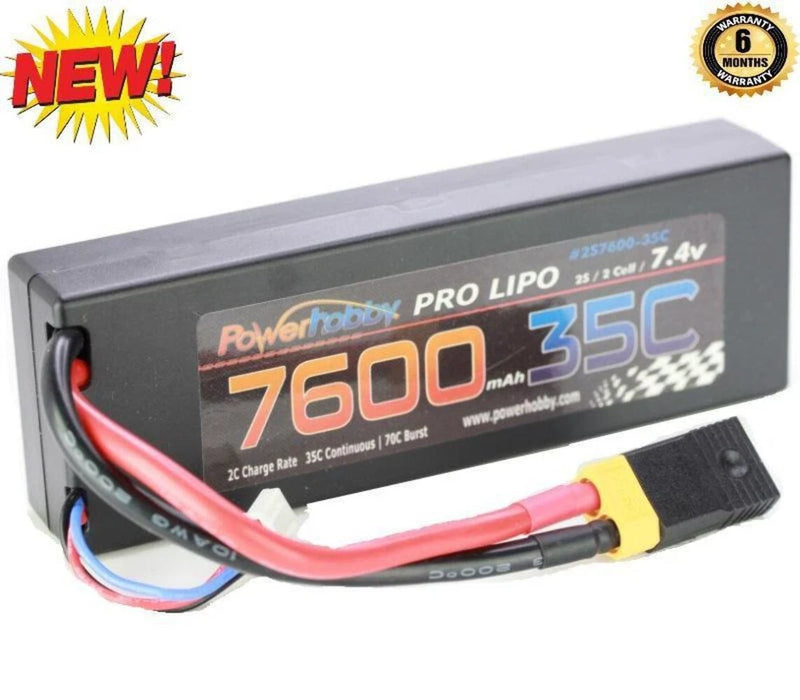 2S 7.4V 7600mAh 35C XT60 with Adapter Lipo Battery Powerhobby PHB2S760035XT60 Battery