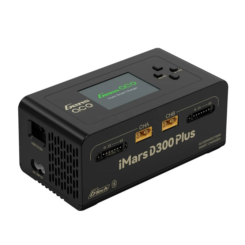 Black Gens Ace D300 Plus Smart Charger Bluetooth App Control G-Tech Dual-Channel Battery