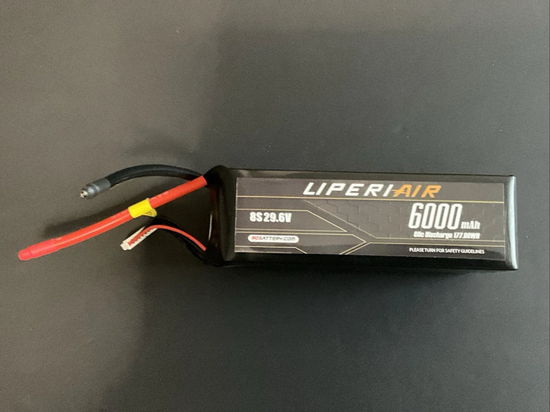Liperiair 8S 29.6V 6000MAH 80C 177.60WH LIPO BATTERY RC Battery -  No Plug Battery