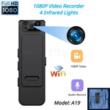 Black mini video recorder camera with lens and WiFi, 1080P HD