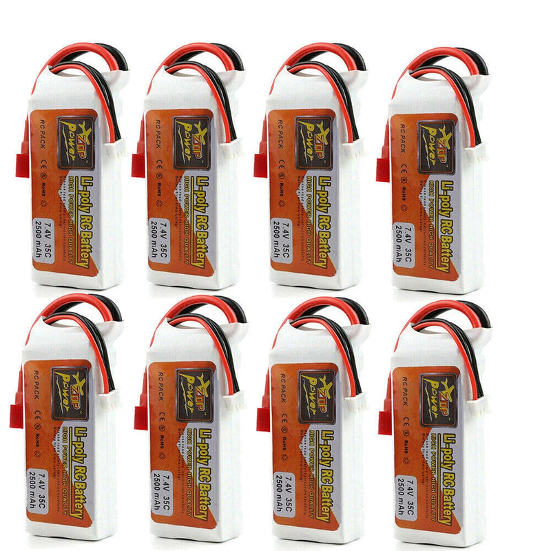 7.4V 2500mAh 35C LiPo Battery 2S T Plug Deans Connector Upgrade for RC Car Drone