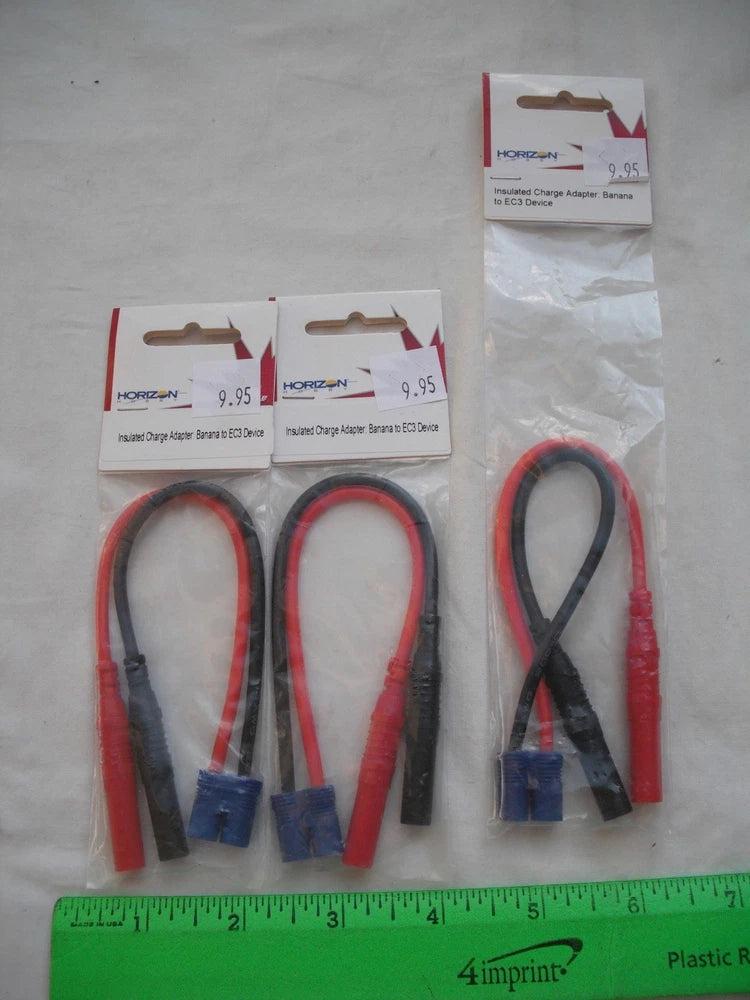 Lot of 3 Horizon Hobby DYNC0066 Insulated Charge Adapter, Banana EC3, R/C Plane