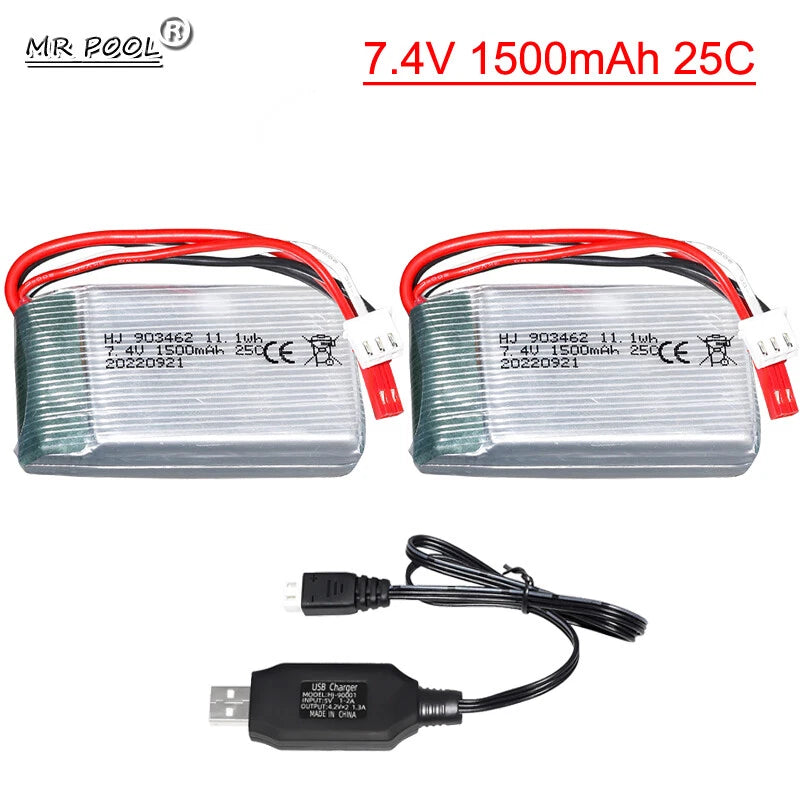 7.4v 1500mah Lipo Battery For Wltoys V913 L959 L979 L202 K959 TY923 HJ817 W609-7