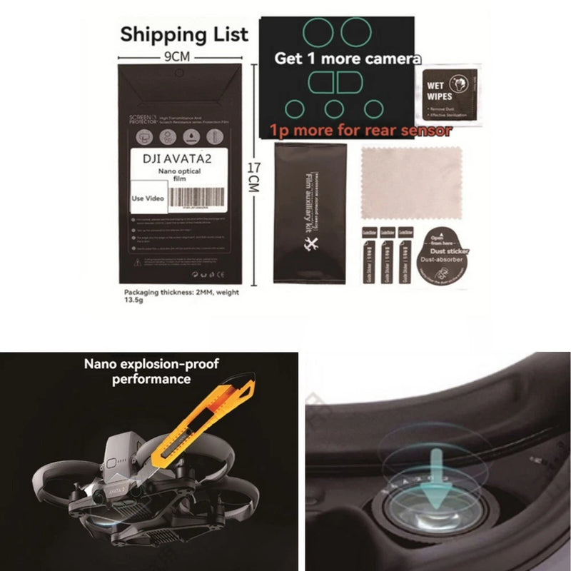 Lens Sensor Protection Film Flying Glasses Nano HD Films for DJI AVATA 2 Drone