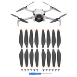 DJI Mini 4 Pro low-noise propeller blade set with screws and tools