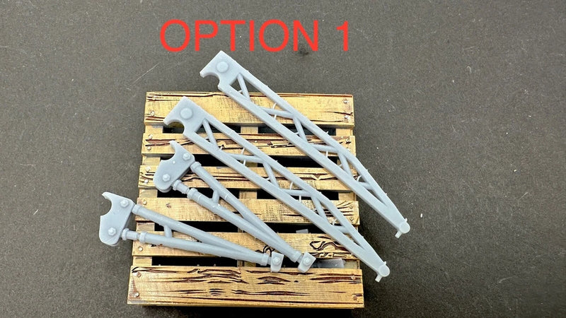 Mini 3D-printed ladder traction bars scale model, gray with mounting clips