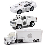 3PCS Disney Pixar Cars McQueen Film NO.84 White Apple Truck&Pickup&Car