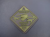WARNING drones ZONE  3D PVC  PATCH  TACTICAL MORALE   60 x 60 mm fpv drone