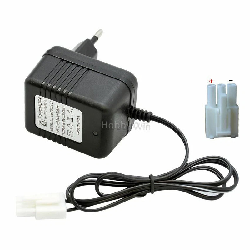 Black EU battery charger adapter with cable and male plug connector