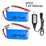 2Pcs 400mAh 2S 7.4V 30C LiPo Battery Pack for Micro FPV Racing Drone Quadcopter