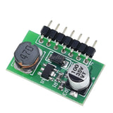 DC-DC LED lamp driver module with green PCB, 5-pin header, capacitor and inductor