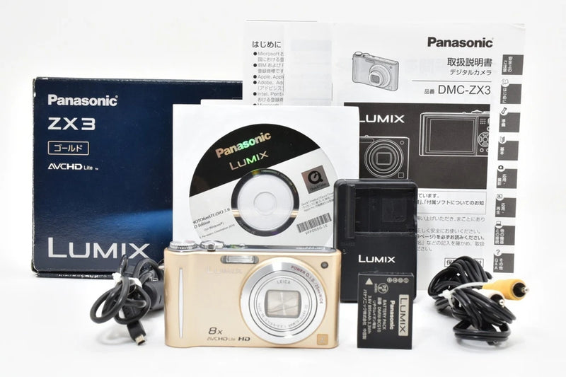 (NEAR MINT )Panasonic LUMIX DMC-ZX3 GOLD w/ Box & Charger from Japan #2654485