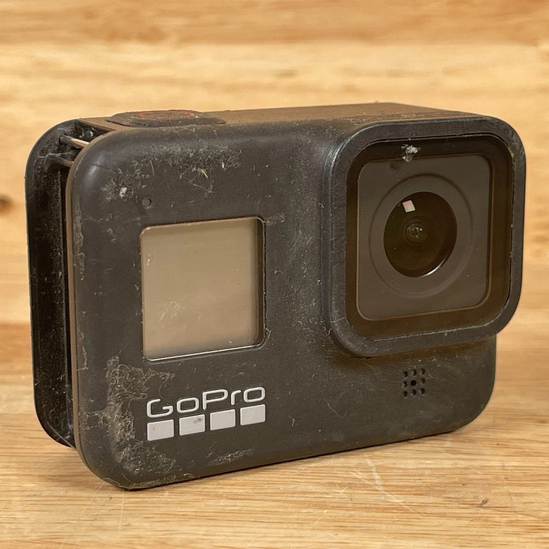 Black GoPro HERO8 action camera housing with front lens and screen