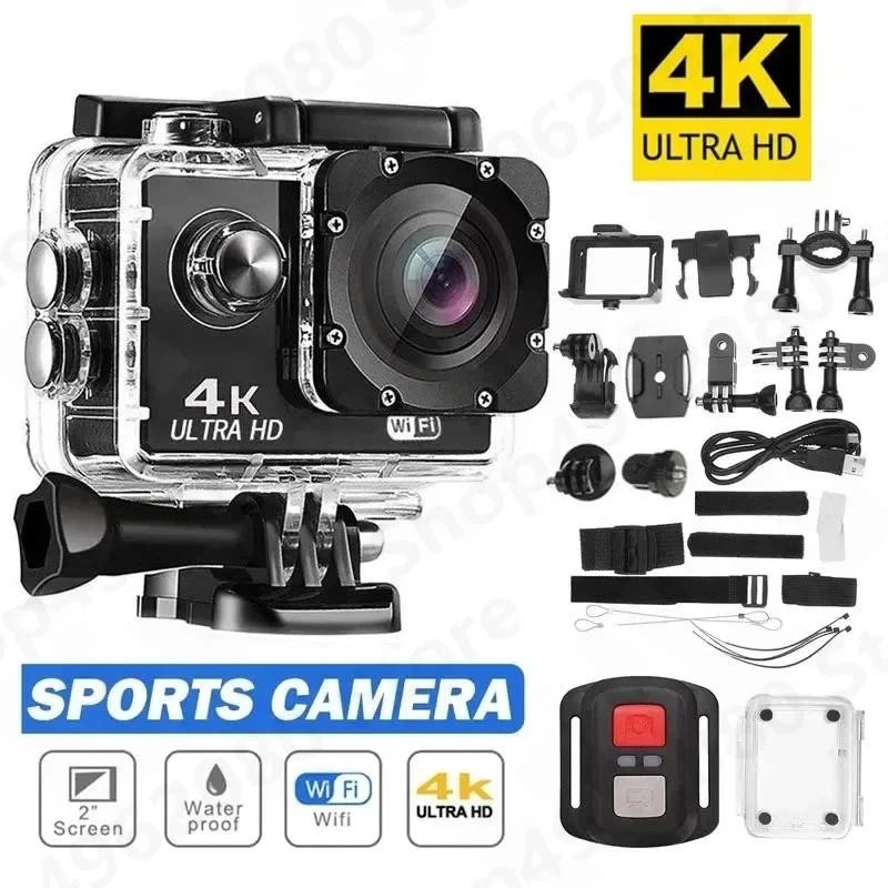 4K Ultra HD Action Camera WiFi Waterproof 30M 2.0in Screen Sports Cam 64GB