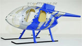 600 G-JIVE Blue MD500-E RC Helicopter Fuselage with Magnetic Cabin Lock System