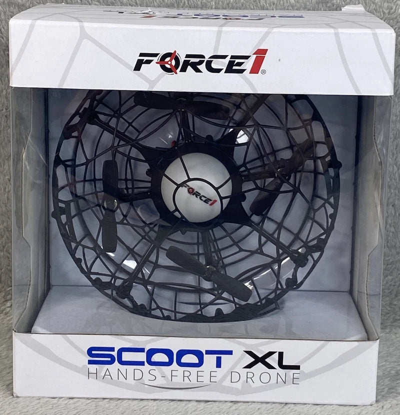 Force1 Scoot XL hands-free drone box with open prop-guard and visible blades