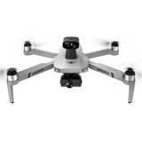 Quadcopter drone with front camera gimbal and four propeller arms