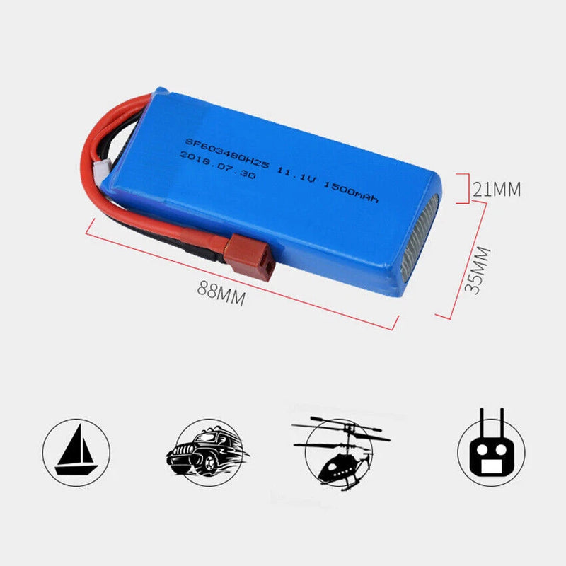 1500mAh 11.1V 25C 3S with T Plug LiPO Battery for WLtoys V950 RC Helicopter Toys Battery