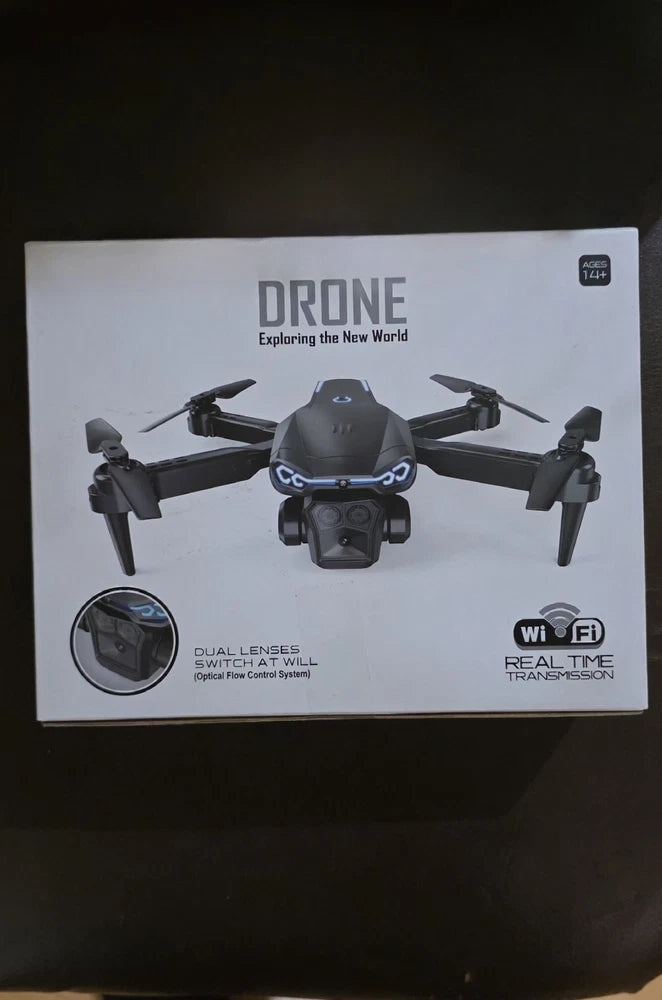 Black FPV mini drone with 1080p camera retail box