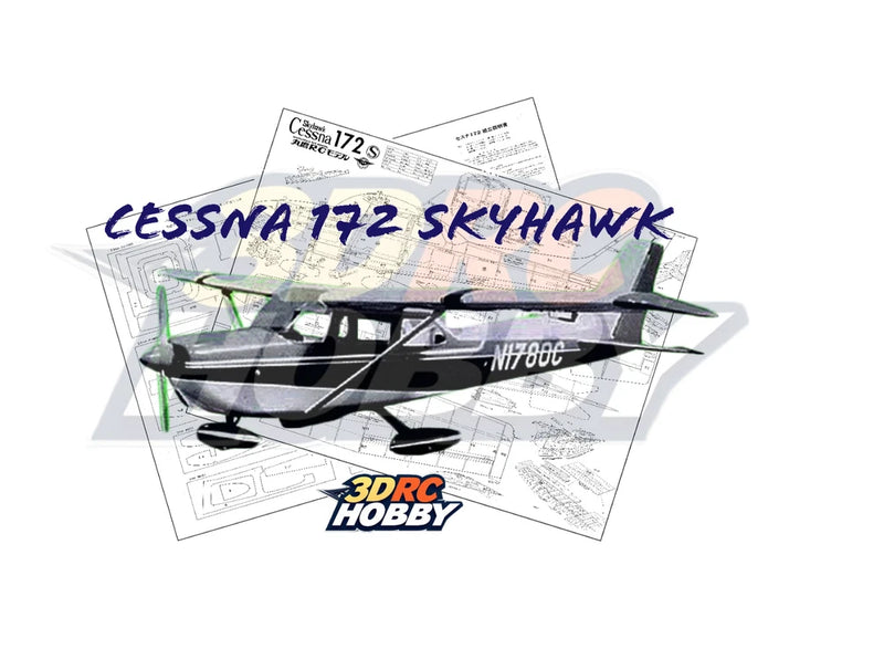 Royal Cessna 172 Skyhawk 76" WS RC Plane R/C Airplane Plans & Templates PRINTED