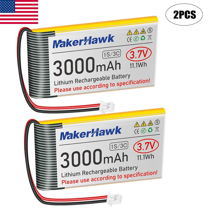2X MakerHawk 3.7V 3000mAh 1S 3C LiPo Battery for Arduino ESP32 Development Board